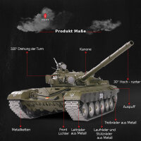RC Panzer "Russicher T-72" Heng Long 1:16 mit Rauch&Sound und Stahlgetriebe -2,4Ghz V 7.0 ERA - PRO